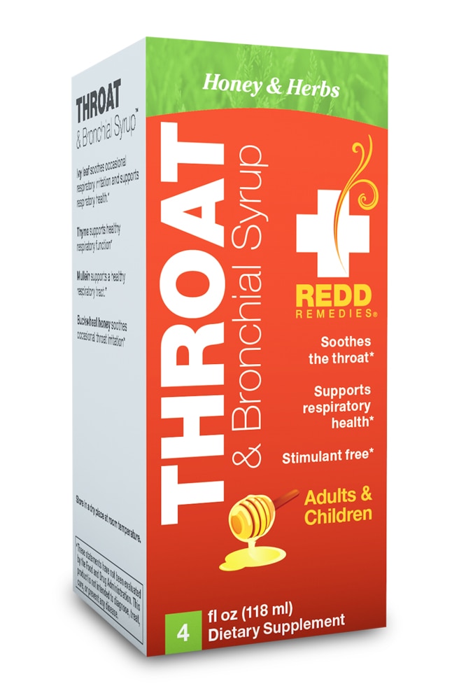 Throat and Bronchial Syrup Honey -- 4 fl oz (Жидкие унции) Redd Remedies