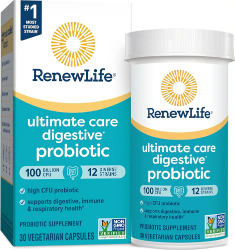 Ultimate Care Digestive Probiotic -- 100 billion CFUs - 30 Vegetarian Capsules (Вегетарианские капсулы) Renew Life