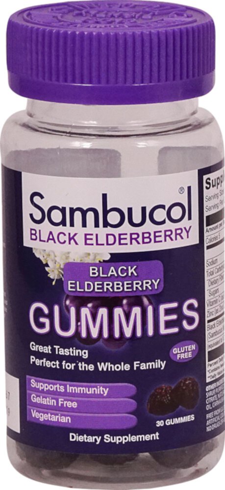 Black Elderberry Gummies (Жевательные конфеты) -- 30 Gummies Sambucol