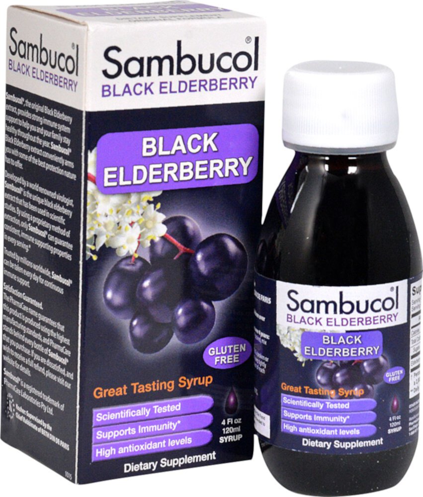 Оригинальная поддержка иммунной системы черной бузины -- 4 жидких унции Sambucol