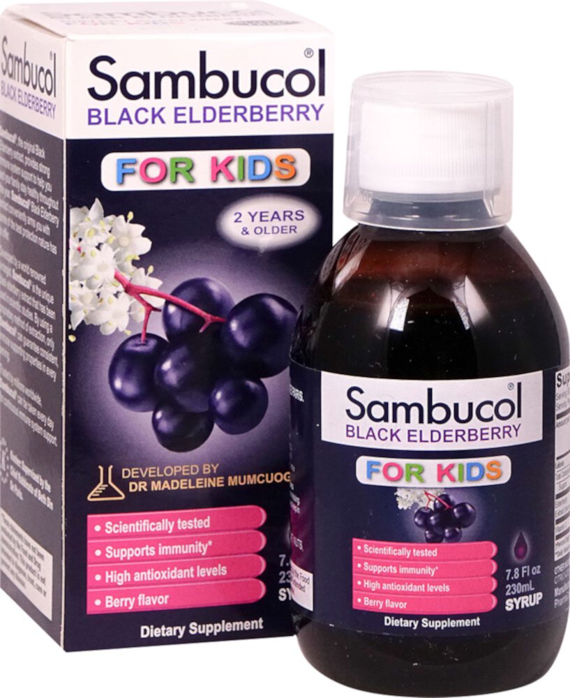 Black Elderberry Liquid (Жидкость) For Kids -- 7.8 fl oz (Жидкие унции) Sambucol