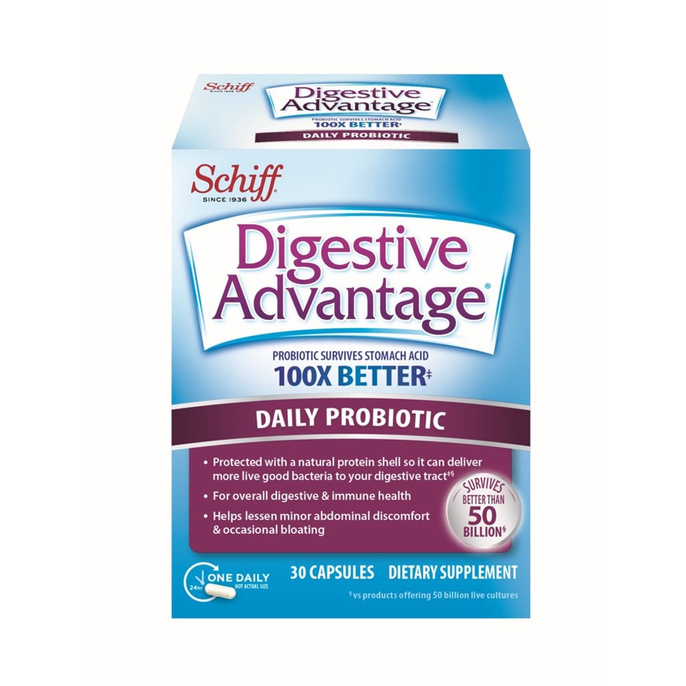 Schiff Digestive Advantage Capsules Daily Probiotic for Immunity Health Calcium -- 30 капсул Schiff
