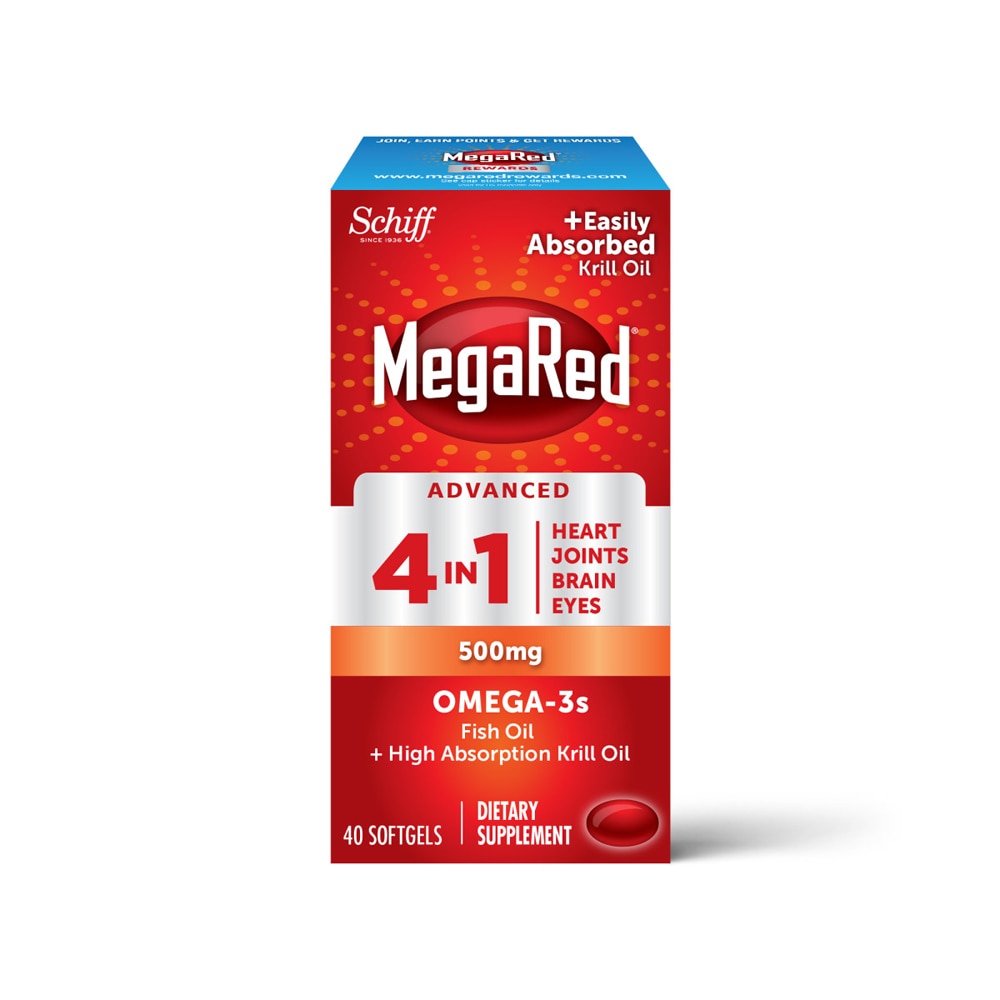 Schiff MegaRed Advanced 4 в 1 мягких капсулах повышенной прочности рыбий жир + масло криля омега-3 — 500 мг — 40 мягких капсул Schiff