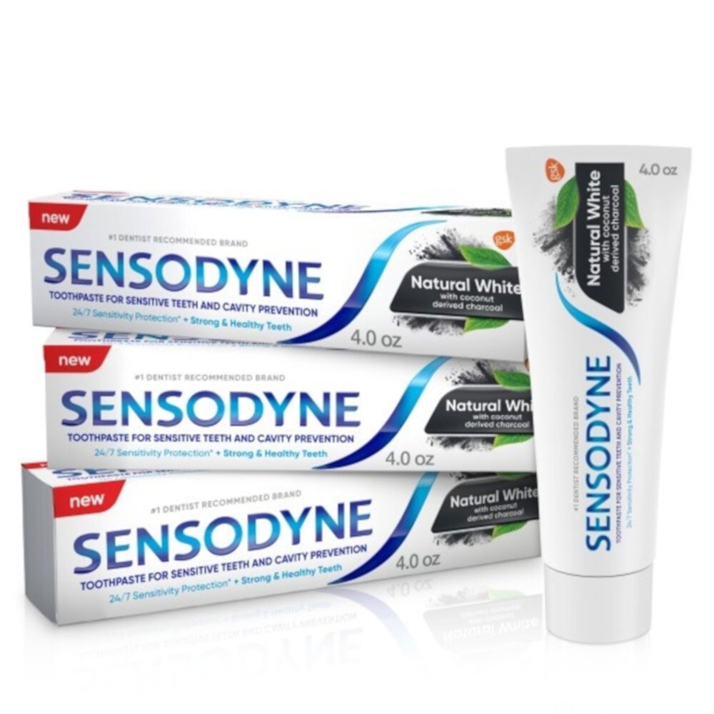 Натуральная белая зубная паста Sensodyne — 4 унции каждая / упаковка из 3 шт. Sensodyne