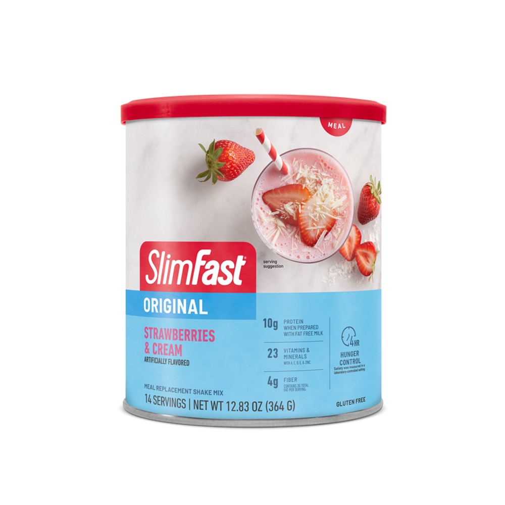 Оригинальная смесь для смузи, заменителя еды, клубники и сливок, 14 порций SlimFast