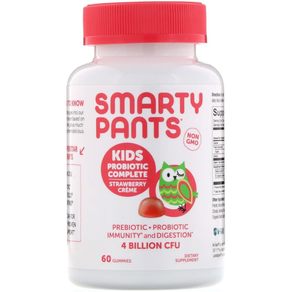 Пребиотик и Пробиотик для Детей, Иммунитет, Клубничный Крем - 60 жевательных конфет - SmartyPants SmartyPants