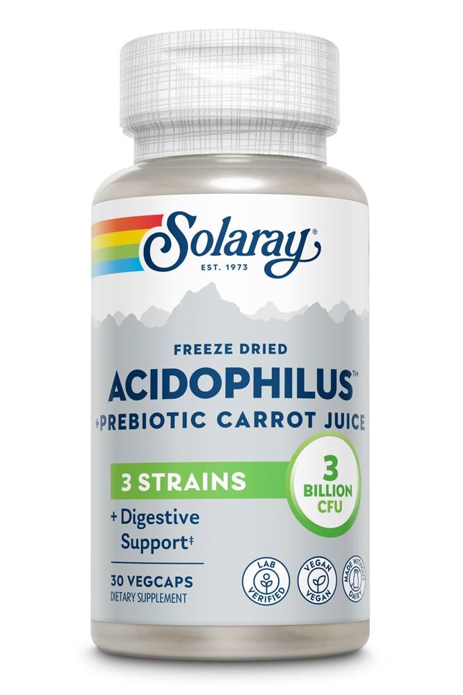 Acidophilus Plus Prebiotic Carrot Juice -- 3 billion CFU - 30 VegCaps Solaray