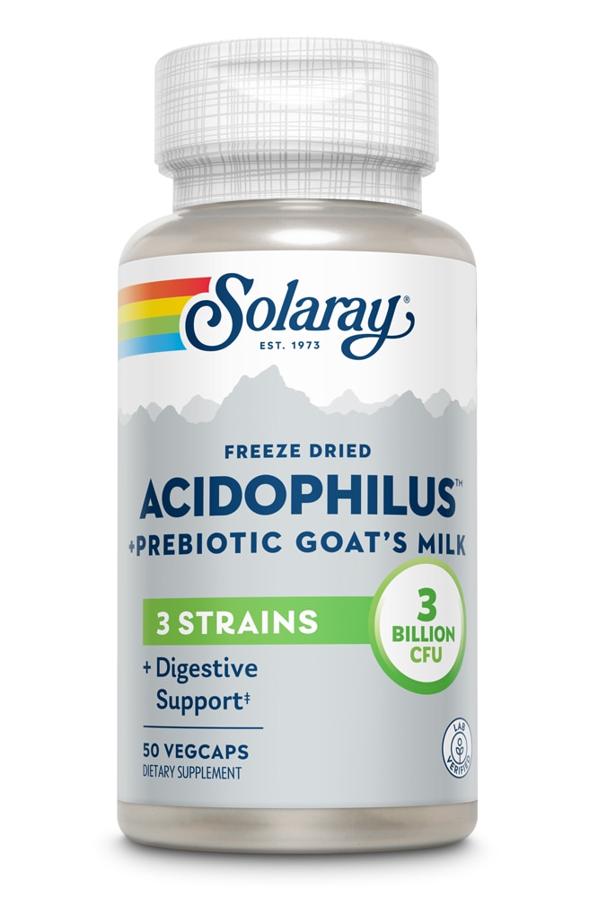 Acidophilus Plus Пребиотик на козьем молоке - 3 миллиарда КОЕ - 50 вегетарианских капсул - Solaray Solaray
