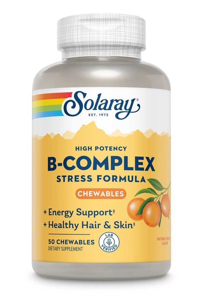 Жевательный натуральный апельсин Solaray B-Complex – 50 вафель Solaray