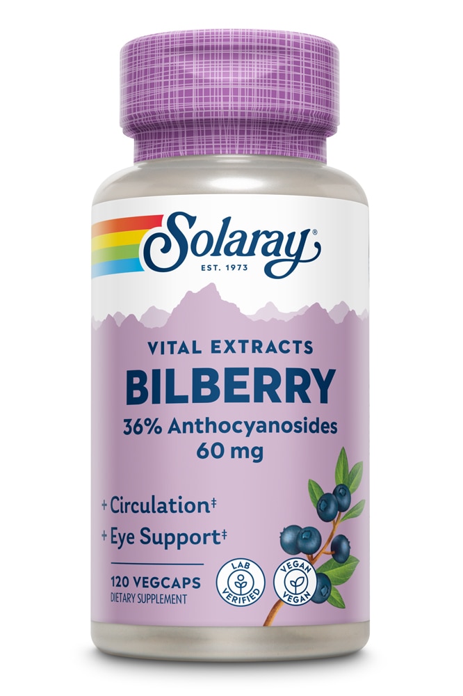 Bilberry Extract -- 60 mg - 120 VegCaps Solaray