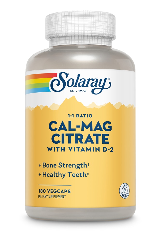 Solaray Cal-Mag Citrate с витамином D2 -- 180 растительных капсул Solaray