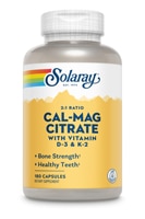 Solaray Cal-Mag Citrate с витаминами D-3 и K-2 — 180 капсул Solaray