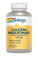 Биглицинат кальция Solaray с D-3 – 1000 мг – 120 растительных капсул Solaray