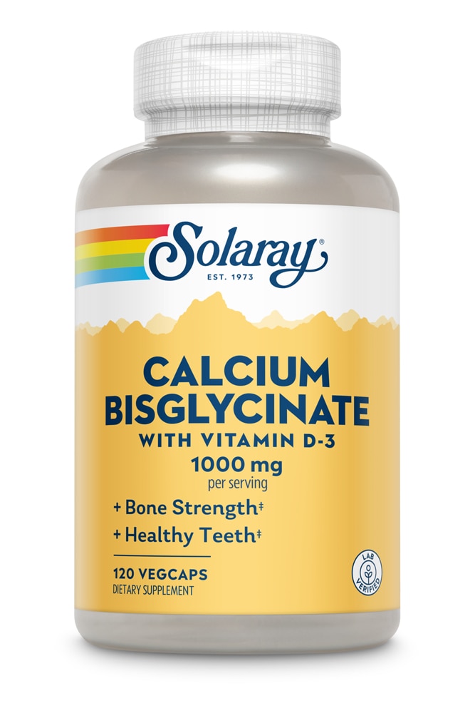 Calcium Bisglycinate with D-3 -- 1000 mg - 120 VegCaps Solaray