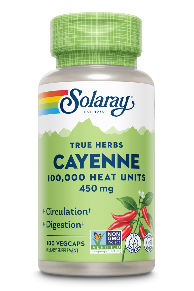 Solaray Cayenne -- 450 мг -- 100 капсул Solaray