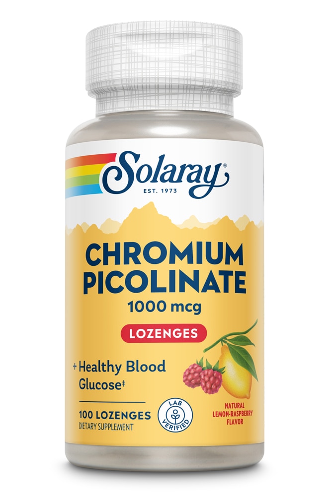Solaray Пиколинат хрома без сахара Малиновый лимонад -- 1000 мкг -- 100 леденцов Solaray