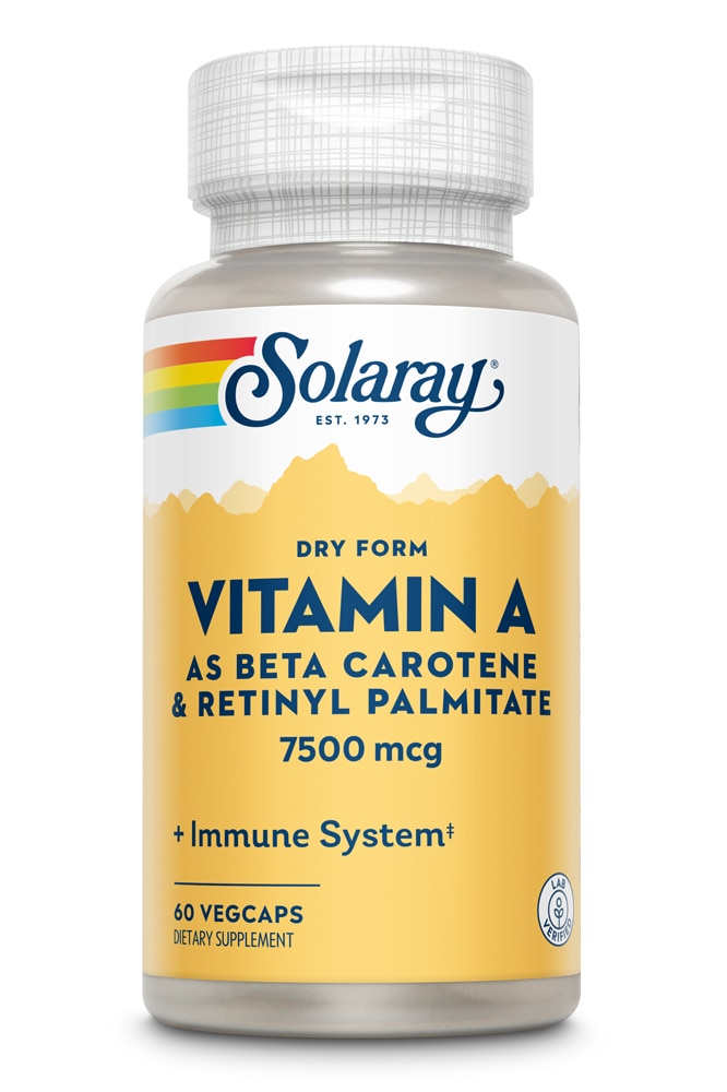 Solaray Сухая форма витамина А - 7500 мкг - 60 растительных капсул Solaray