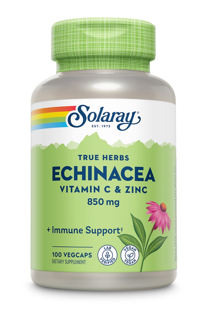 Echinacea with Vitamin C and Zinc -- 100 VegCaps Solaray