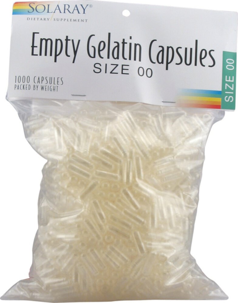 Empty Gelatin Capsules (Капсулы) Size 00 -- 1000 Capsules Solaray