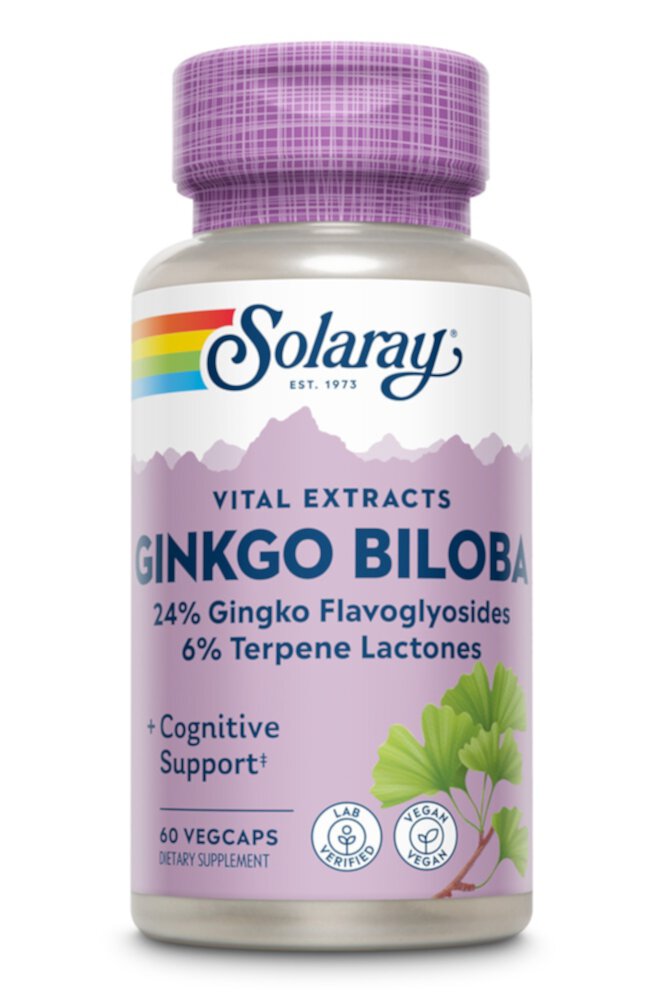 Ginkgo Biloba Leaf Extract -- 60 mg - 60 VegCaps Solaray