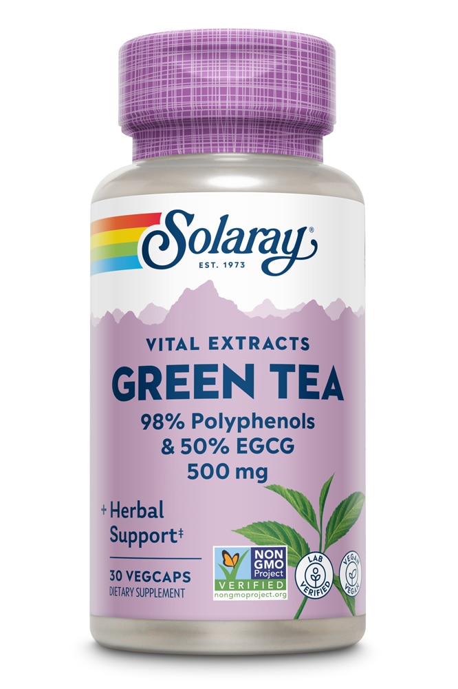 Экстракт листьев зеленого чая Solaray - 500 мг - 30 растительных капсул Solaray