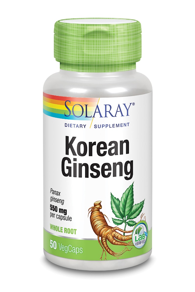 Корень корейского женьшеня — 550 мг — 50 растительных капсул Solaray