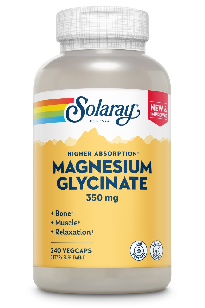 Глицинат магния Solaray — 350 мг — 240 растительных капсул Solaray