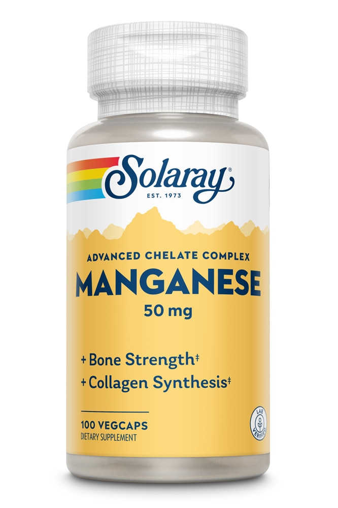 Марганец Solaray — 50 мг — 100 растительных капсул Solaray