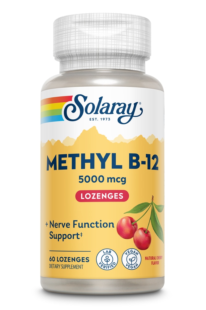Solaray Methyl B-12 Lozenge Natural Cherry -- 5000 мкг -- 60 пастилок Solaray