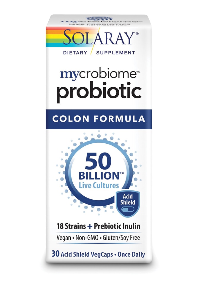 Пищевая добавка Solaray mycrobiome™ Probiotic Colon Formula, 30 растительных капсул Solaray