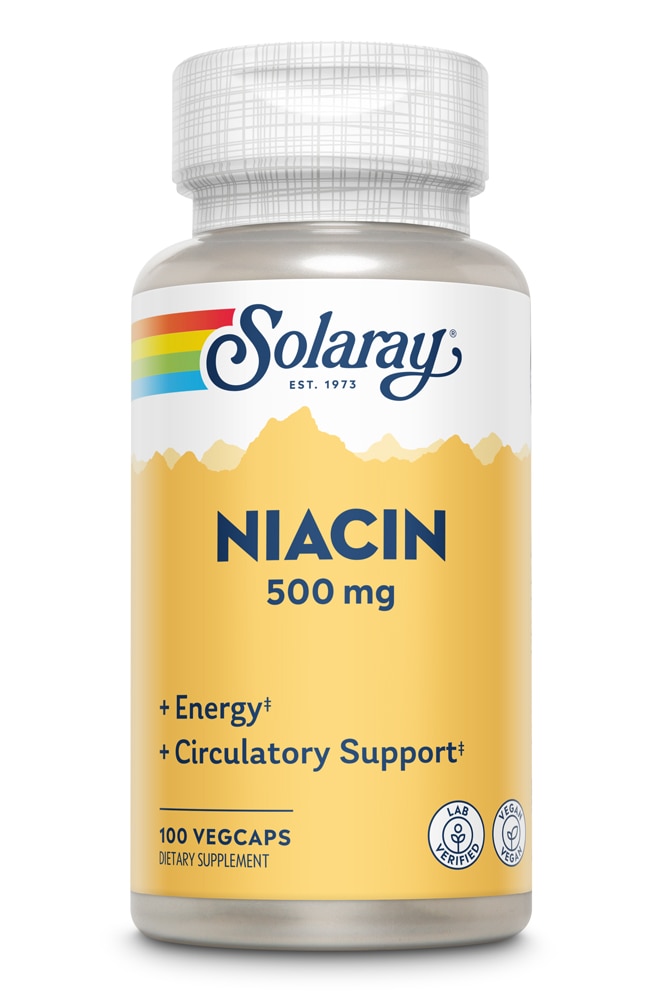 Ниацин Solaray -- 500 мг -- 100 растительных капсул Solaray