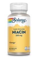 Ниацин Solaray -- 250 мг -- 100 вегетарианских капсул Solaray