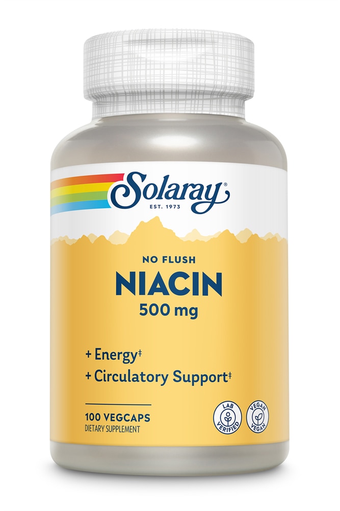 Solaray No Flush Niacin -- 500 мг -- 100 вегетарианских капсул Solaray