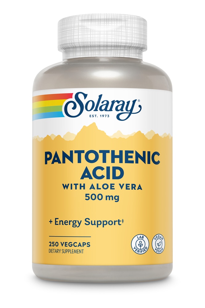 Пантотеновая кислота — 500 мг — 250 растительных капсул Solaray