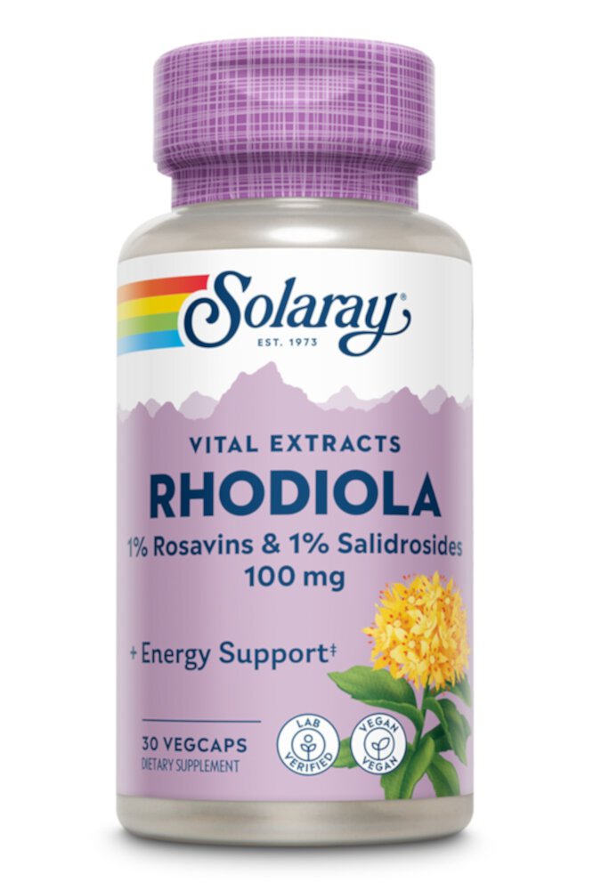 Родиола -- 100 мг -- 30 вегетарианских капсул Solaray