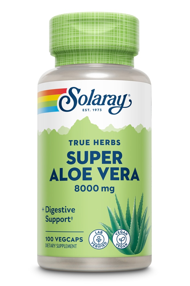 Концентрат геля Solaray Super Aloe Vera — 8000 мг — 100 растительных капсул Solaray