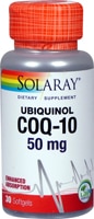 Ubiquinol COQ-10 Dietary Supplement -- 50 mg - 30 Softgels (Мягкие капсулы) Solaray