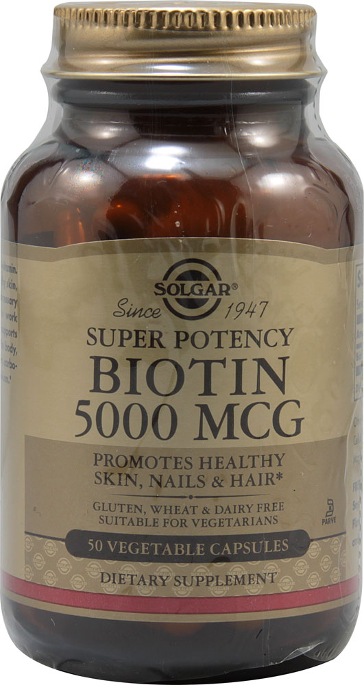 Биотин - 5000 мкг - 50 растительных капсул - Solgar Solgar