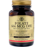 Folate 666 MCG DFE -- 400 mcg - 100 Tablets (Таблетки) Solgar