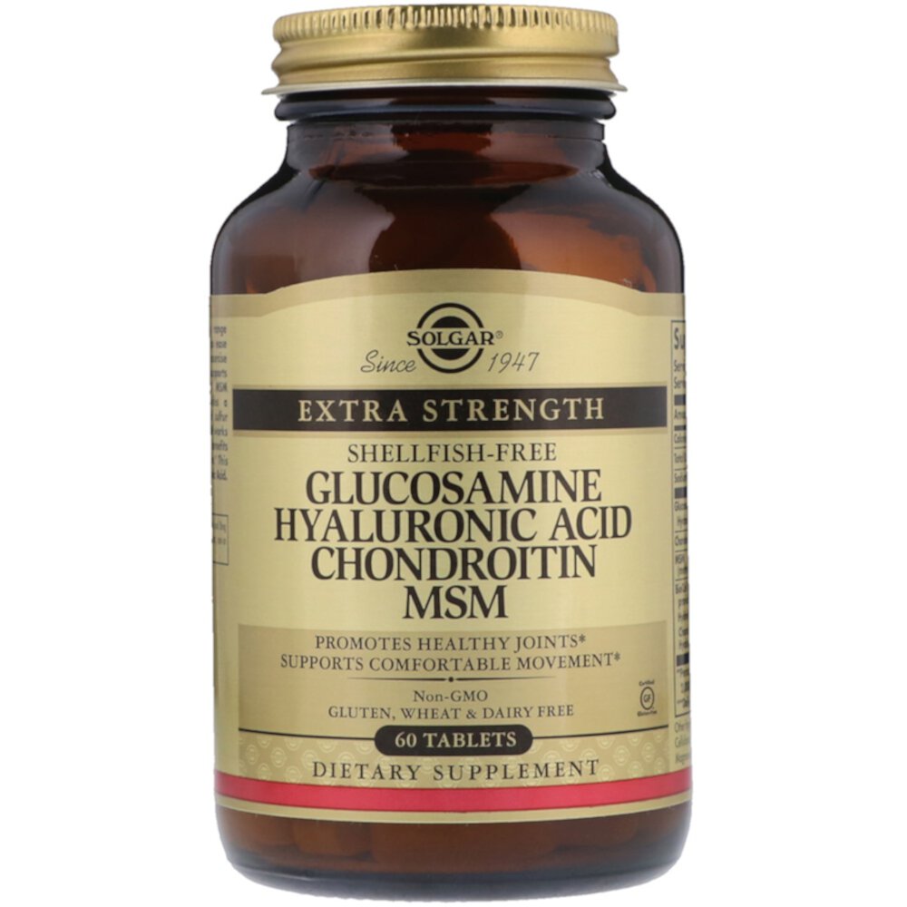 Glucosamine Hyaluronic Acid Chondroitin MSM Shellfish Free -- 60 Tablets (Таблетки) Solgar