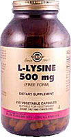 L-Lysine -- 500 mg - 250 Vegetable Capsules (Растительные капсулы) Solgar