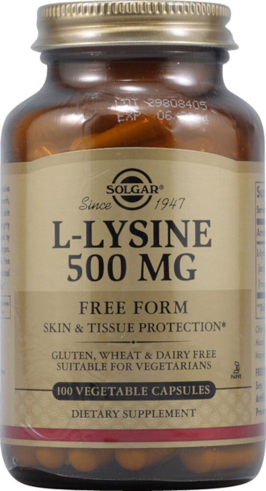 L-Lysine -- 500 mg - 100 Vegetable Capsules (Растительные капсулы) Solgar