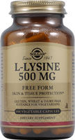 L-Lysine -- 500 mg - 100 Vegetable Capsules (Растительные капсулы) Solgar