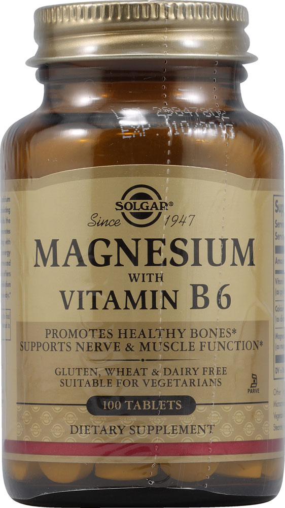 Magnesium with Vitamin B6 -- 100 Tablets (Таблетки) Solgar