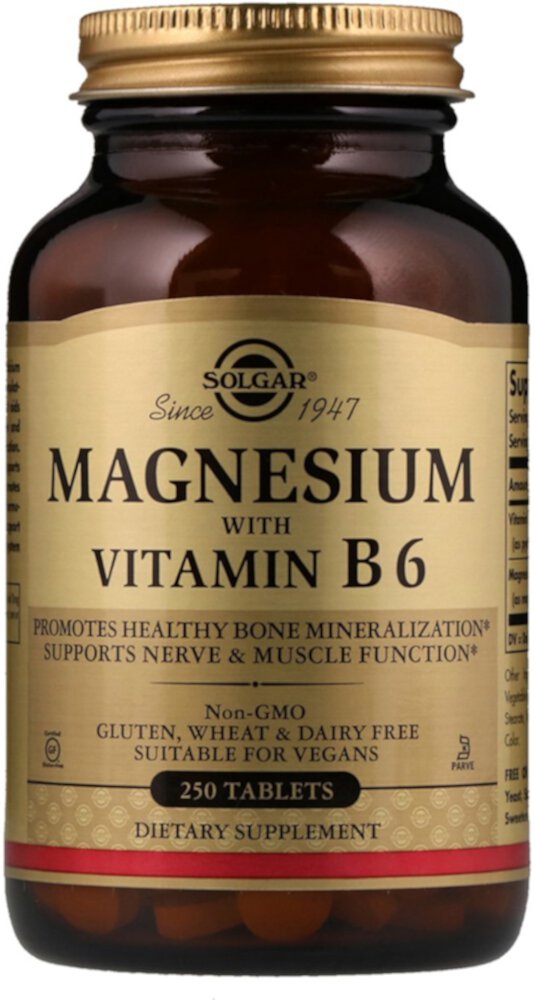 Magnesium with Vitamin B6 -- 250 Tablets (Таблетки) Solgar