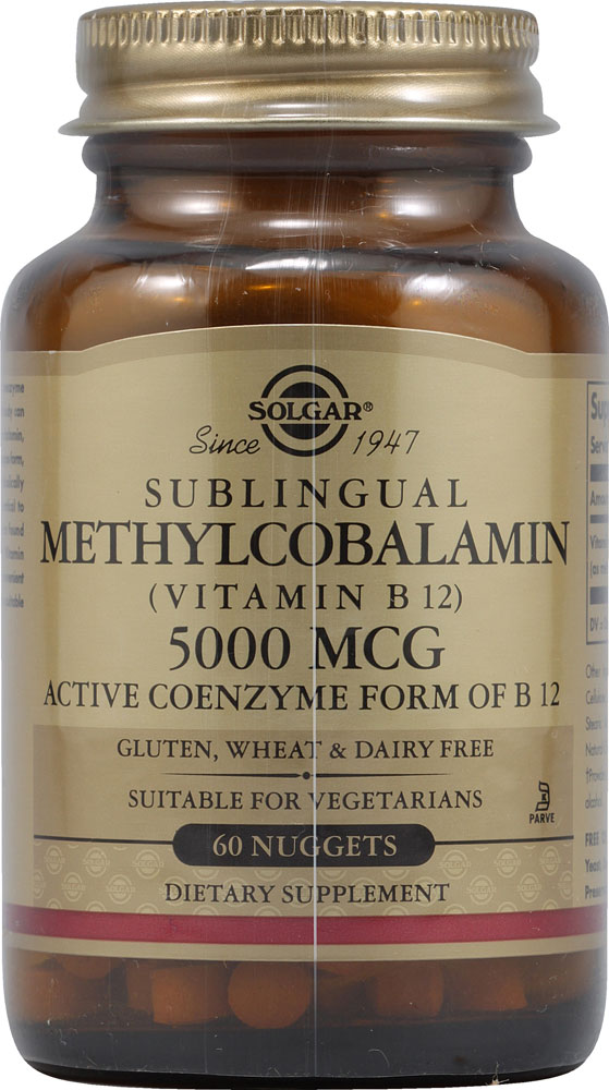 Methylcobalamin Sublingual Vitamin B12 -- 5000 mcg - 60 Nuggets Solgar