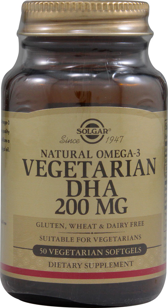 Solgar Natural Omega-3 Vegetarian DHA -- 200 мг -- 50 вегетарианских мягких капсул Solgar