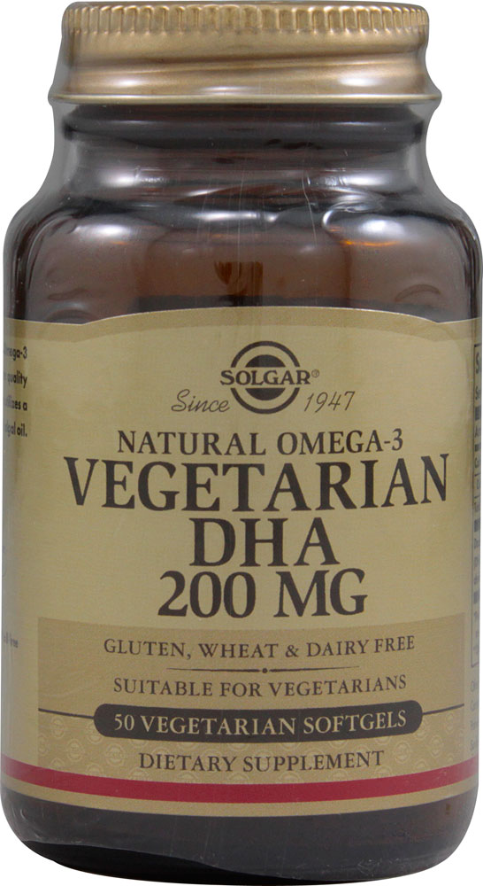 Natural Omega-3 Vegetarian DHA -- 200 mg - 50 Vegetarian Softgels (Мягкие капсулы) Solgar