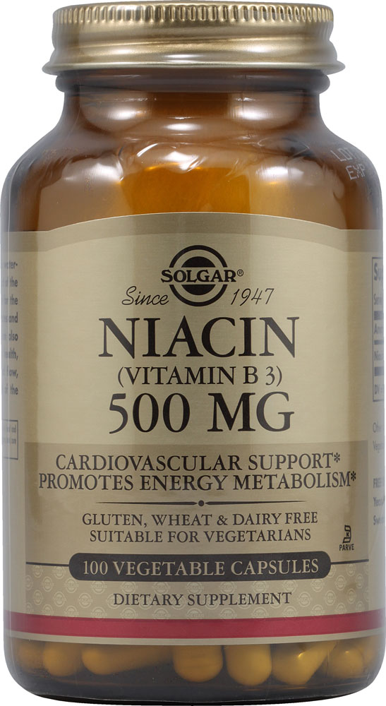 Ниацин (Витамин B3) - 500 мг - 100 растительных капсул - Solgar Solgar