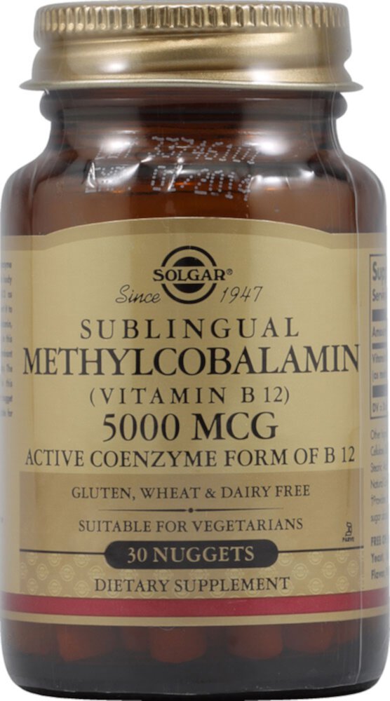 Methylcobalamin Sublingual Vitamin B12 -- 5000 mcg - 30 Nuggets Solgar